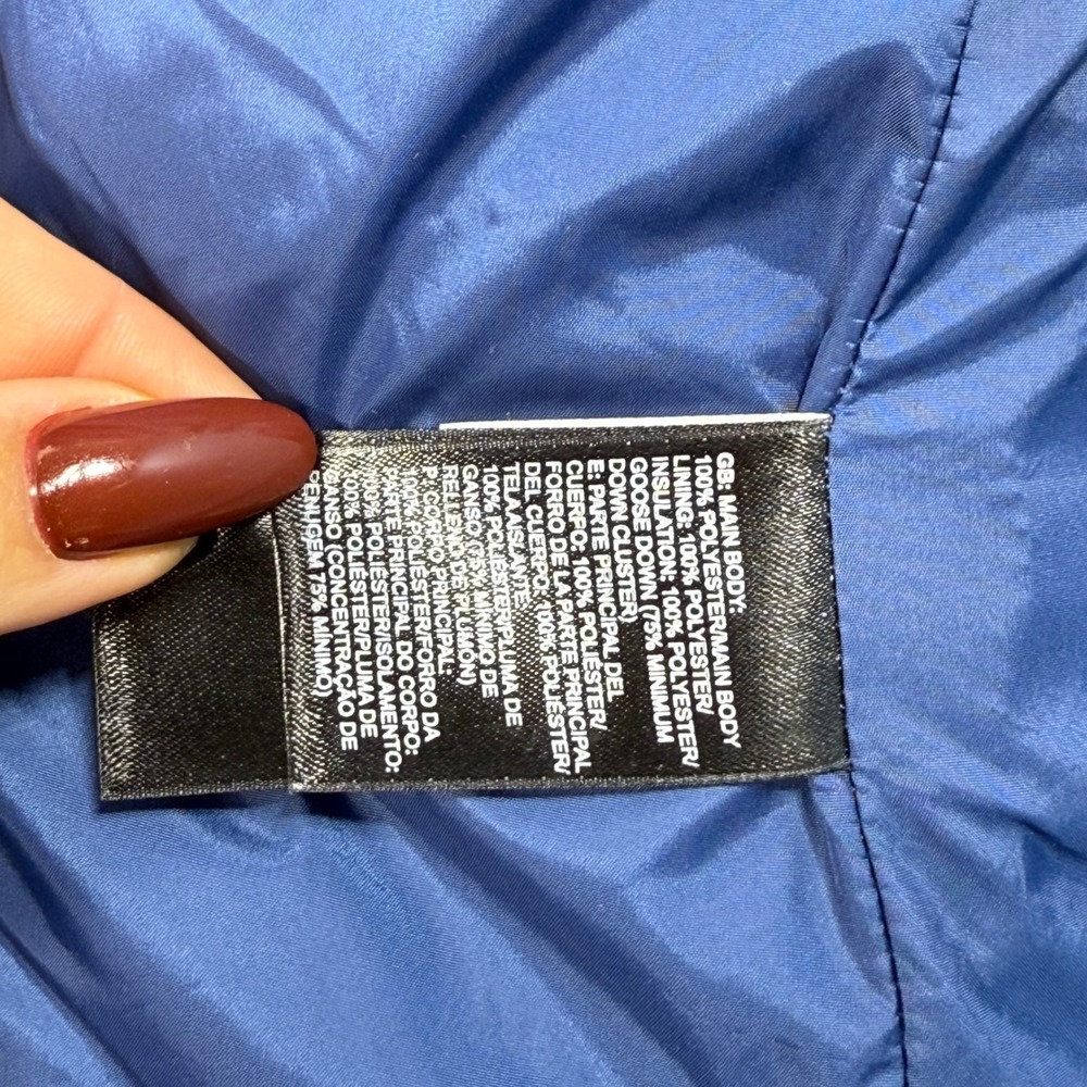 The North Face Women's Plaid‎ Puffer Vest Blue Purple Gold Padded Gilet Size XS - Picture 9 of 10